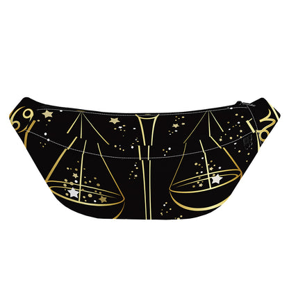 Gold And Black Libra Sign Print Fanny Pack