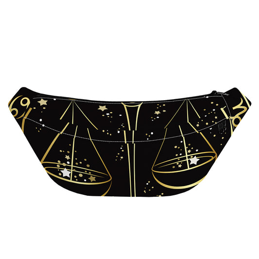 Gold And Black Libra Sign Print Fanny Pack