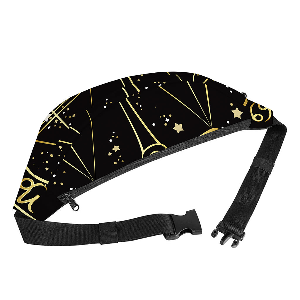 Gold And Black Libra Sign Print Fanny Pack