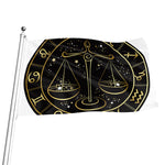 Gold And Black Libra Sign Print Flag