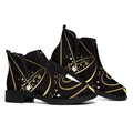 Gold And Black Libra Sign Print Flat Ankle Boots