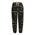 Gold And Black Libra Sign Print Fleece Lined Knit Pants