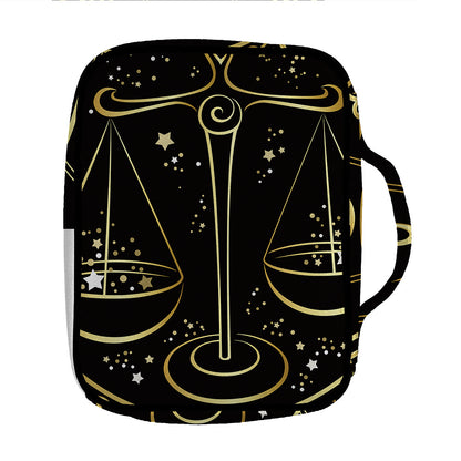 Gold And Black Libra Sign Print Front Pocket Bible Bag