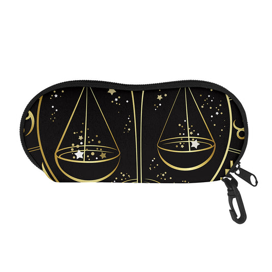 Gold And Black Libra Sign Print Glasses Case