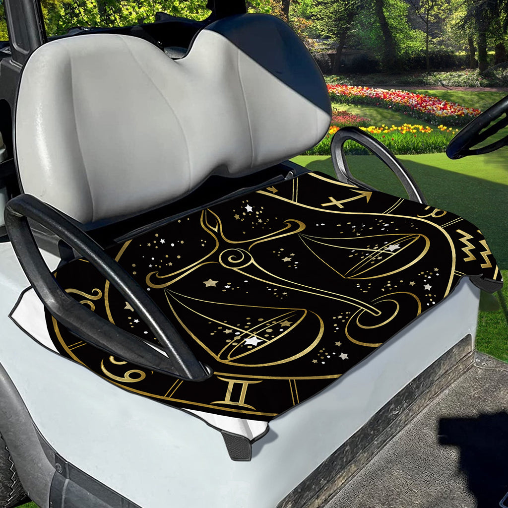 Gold And Black Libra Sign Print Golf Cart Seat Cover