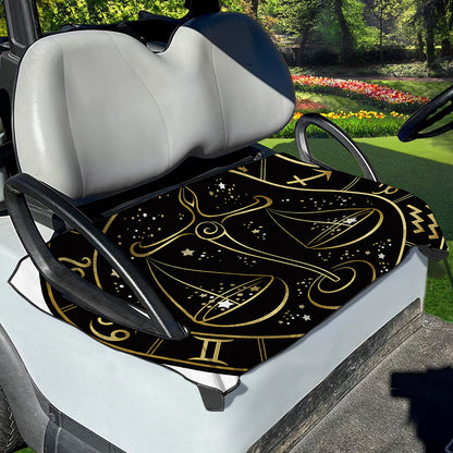 Gold And Black Libra Sign Print Golf Cart Seat Cover