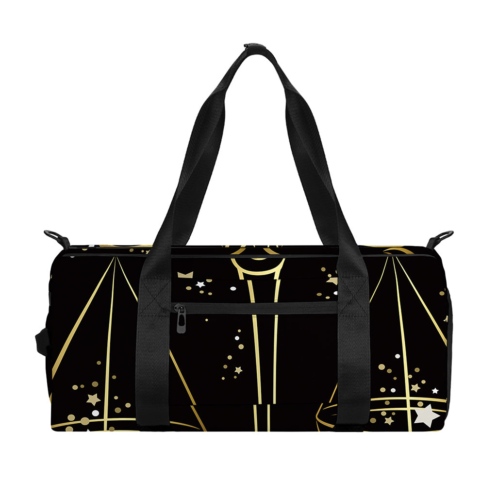 Gold And Black Libra Sign Print Gym Bag