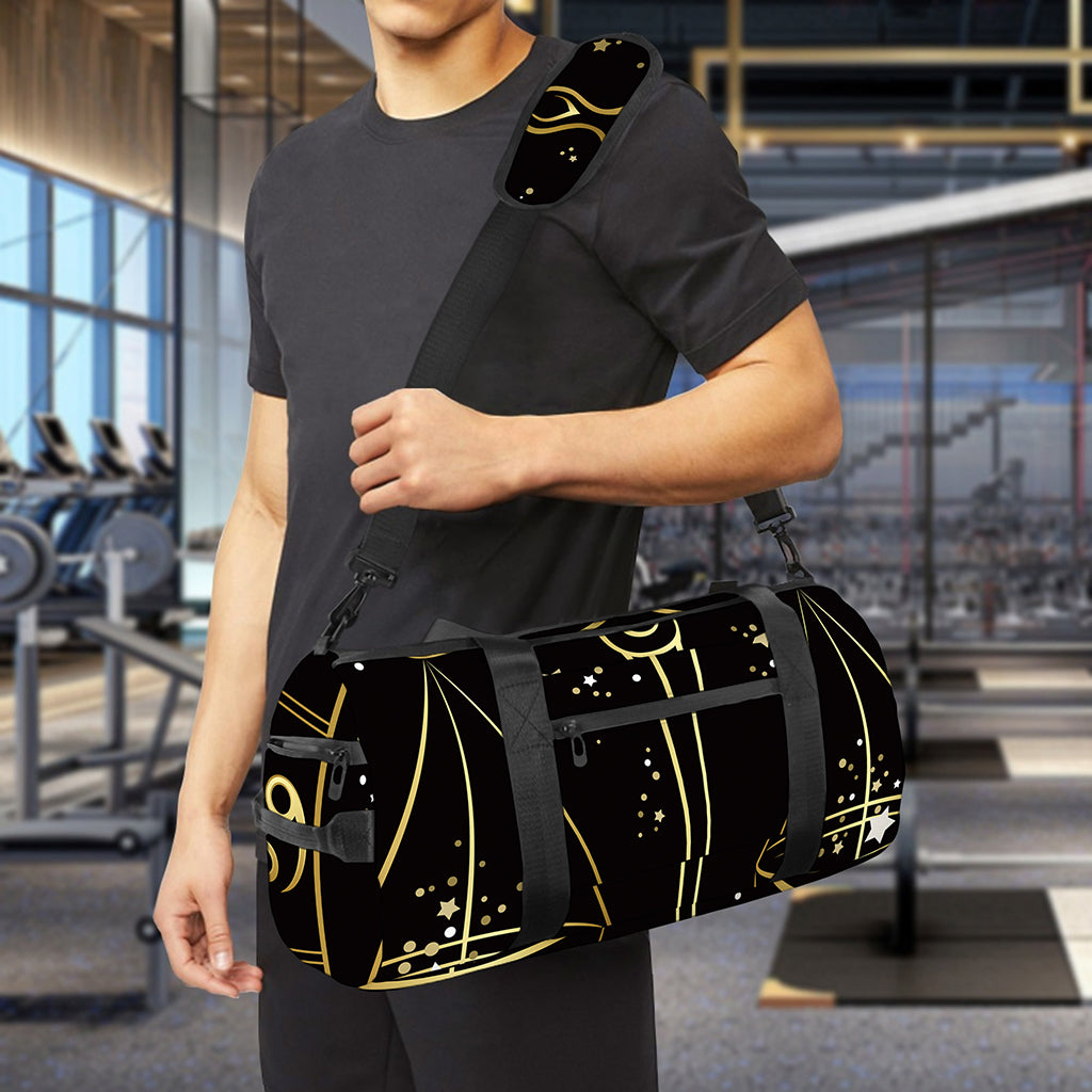 Gold And Black Libra Sign Print Gym Bag