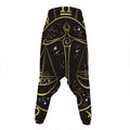 Gold And Black Libra Sign Print Hammer Pants
