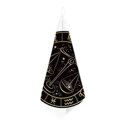 Gold And Black Libra Sign Print Hand Towel