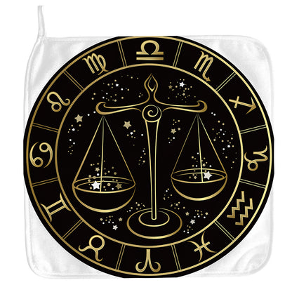 Gold And Black Libra Sign Print Hand Towel