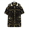 Gold And Black Libra Sign Print Hawaiian Shirt