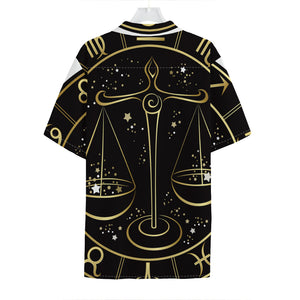 Gold And Black Libra Sign Print Hawaiian Shirt