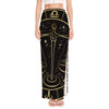 Gold And Black Libra Sign Print High Slit Maxi Skirt