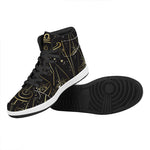 Gold And Black Libra Sign Print High Top Leather Sneakers