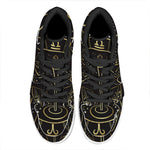 Gold And Black Libra Sign Print High Top Leather Sneakers