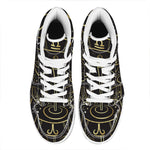 Gold And Black Libra Sign Print High Top Leather Sneakers