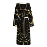 Gold And Black Libra Sign Print Hooded Bathrobe