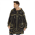 Gold And Black Libra Sign Print Hoodie Blanket