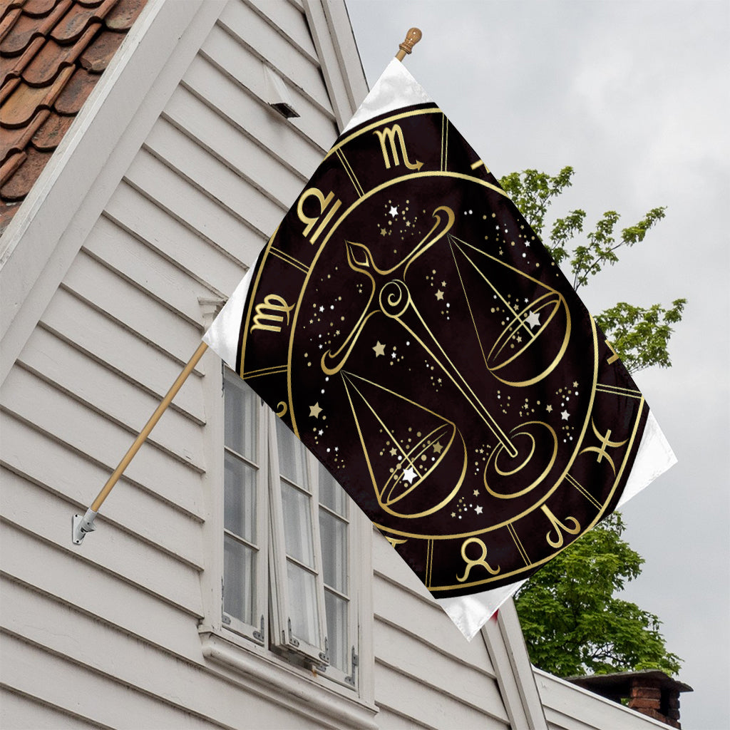 Gold And Black Libra Sign Print House Flag