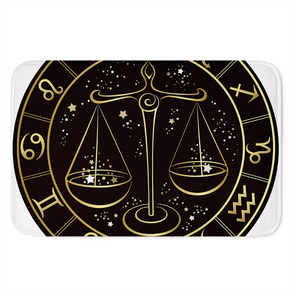 Gold And Black Libra Sign Print Indoor Door Mat
