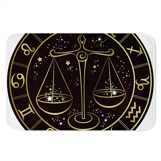 Gold And Black Libra Sign Print Indoor Door Mat