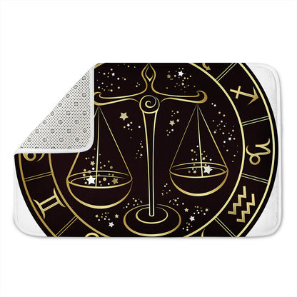 Gold And Black Libra Sign Print Indoor Door Mat