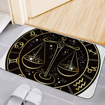 Gold And Black Libra Sign Print Indoor Door Mat