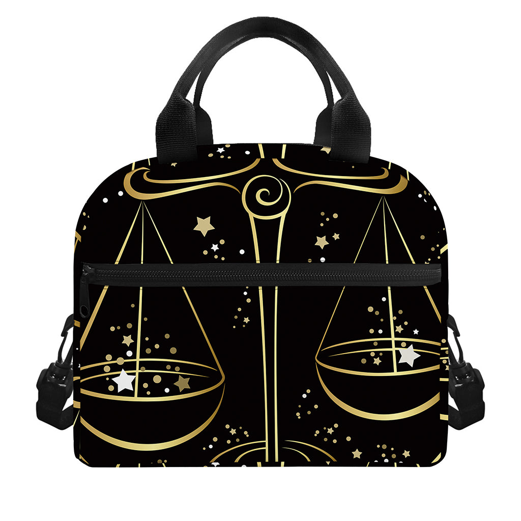 Gold And Black Libra Sign Print Insulated Lunch Bag