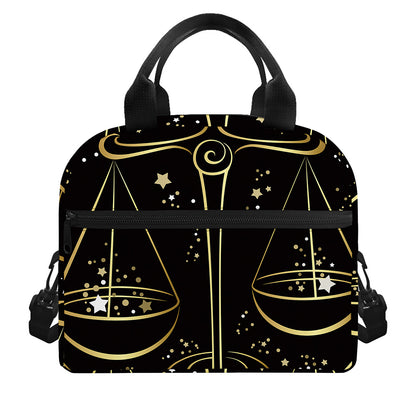Gold And Black Libra Sign Print Insulated Lunch Bag