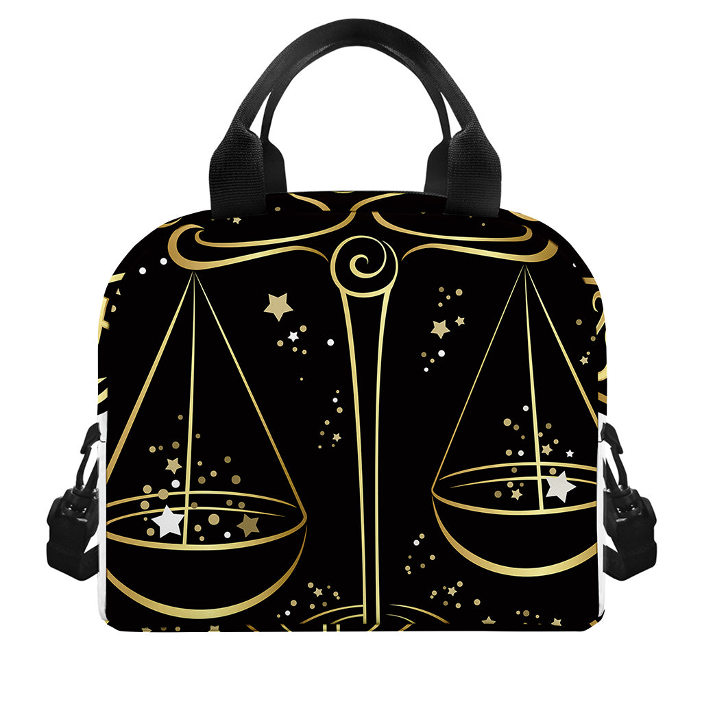 Gold And Black Libra Sign Print Insulated Lunch Bag