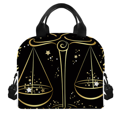 Gold And Black Libra Sign Print Insulated Lunch Bag