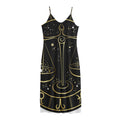 Gold And Black Libra Sign Print Jersey Midi Cami Dress