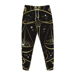 Gold And Black Libra Sign Print Jogger Pants