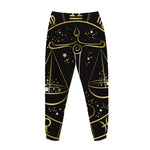 Gold And Black Libra Sign Print Jogger Pants