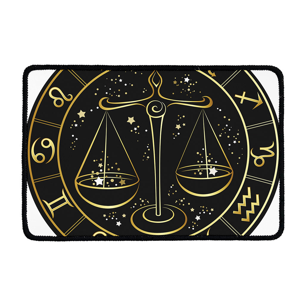 Gold And Black Libra Sign Print Kitchen Mat