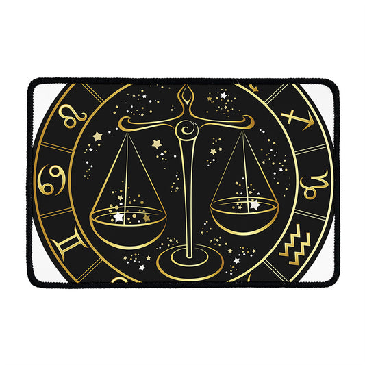 Gold And Black Libra Sign Print Kitchen Mat