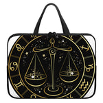 Gold And Black Libra Sign Print Laptop Sleeve With Handle