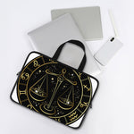 Gold And Black Libra Sign Print Laptop Sleeve With Handle