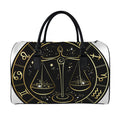 Gold And Black Libra Sign Print Leather Duffel Bag