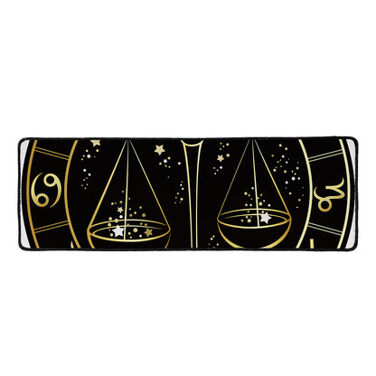 Gold And Black Libra Sign Print Long Kitchen Mat
