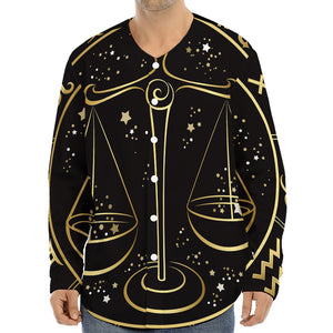 Gold And Black Libra Sign Print Long Sleeve Baseball Jersey