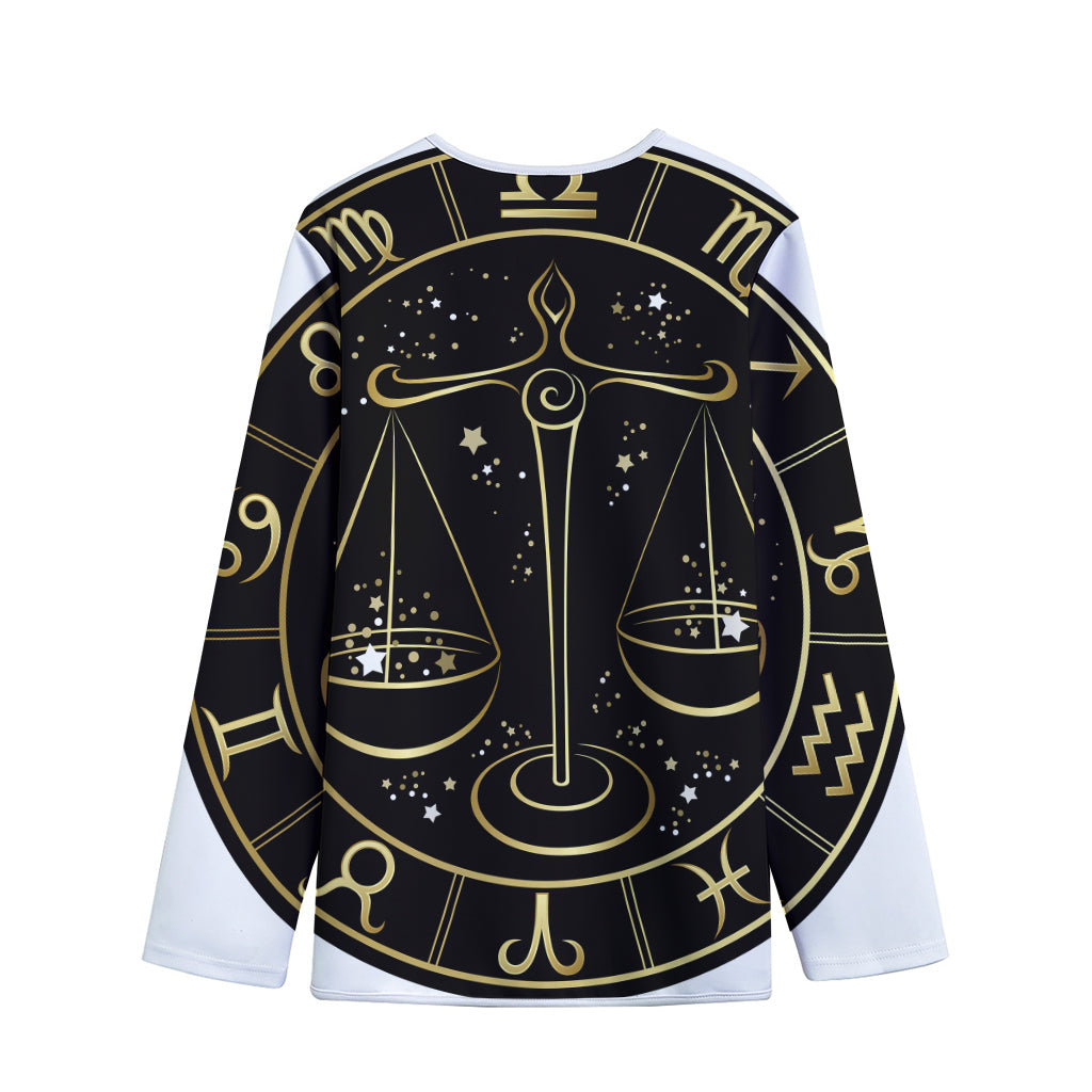 Gold And Black Libra Sign Print Long Sleeve Short Coat