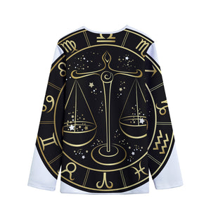 Gold And Black Libra Sign Print Long Sleeve Short Coat