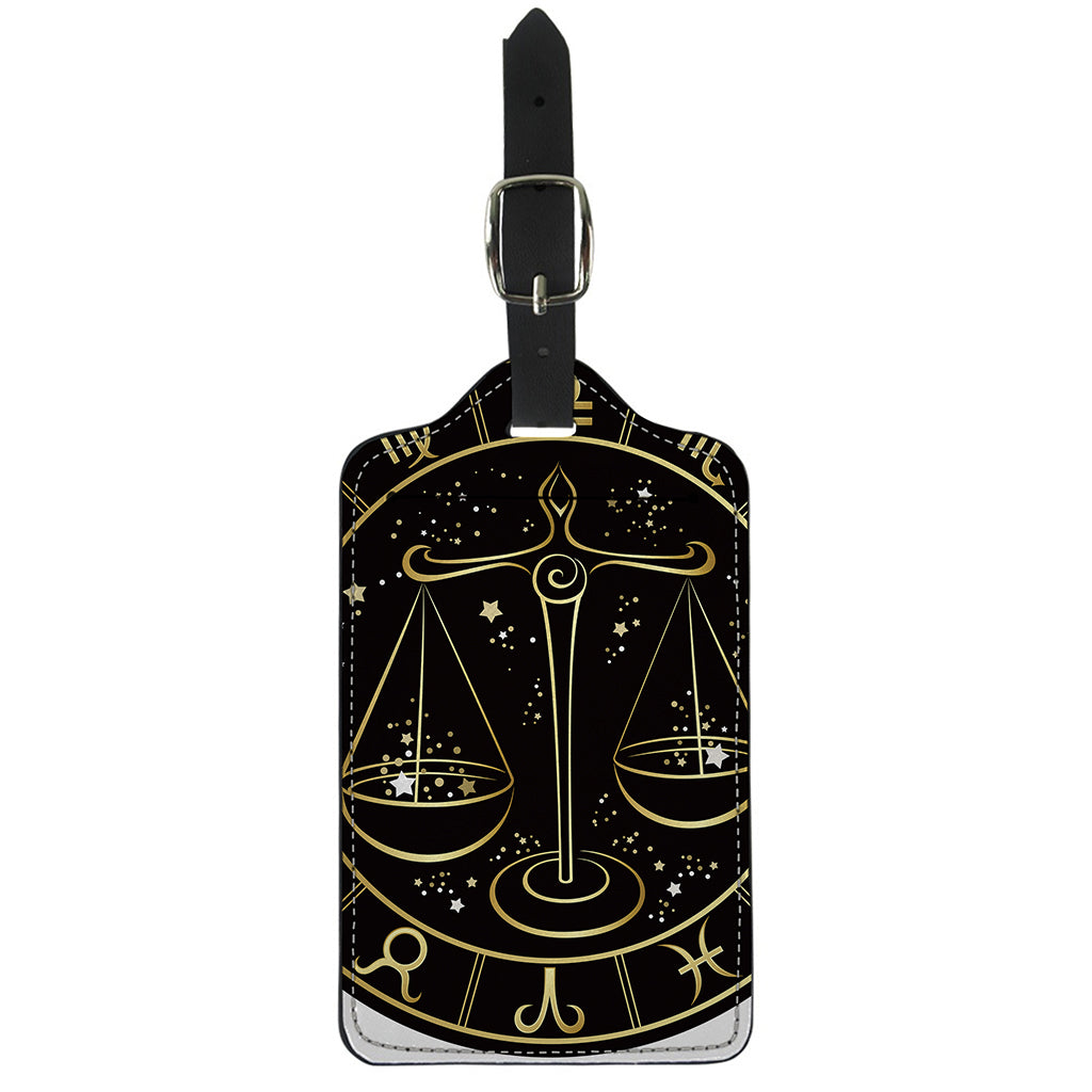 Gold And Black Libra Sign Print Luggage Tag