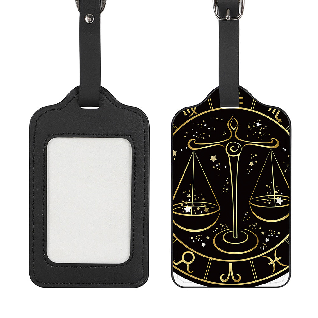 Gold And Black Libra Sign Print Luggage Tag