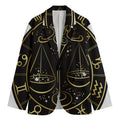 Gold And Black Libra Sign Print Men's Blazer