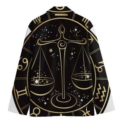 Gold And Black Libra Sign Print Men's Blazer