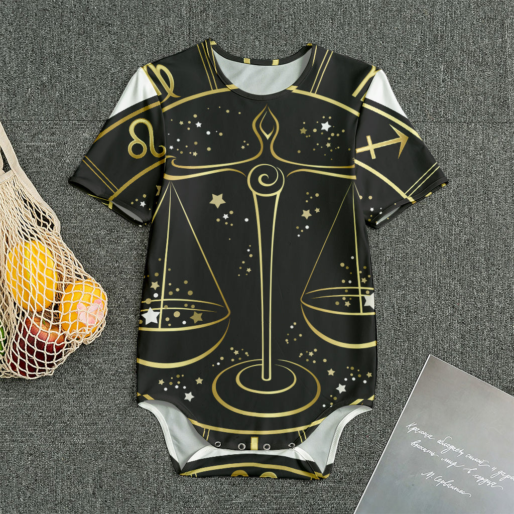 Gold And Black Libra Sign Print Men's Bodysuit