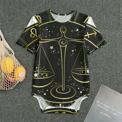 Gold And Black Libra Sign Print Men's Bodysuit
